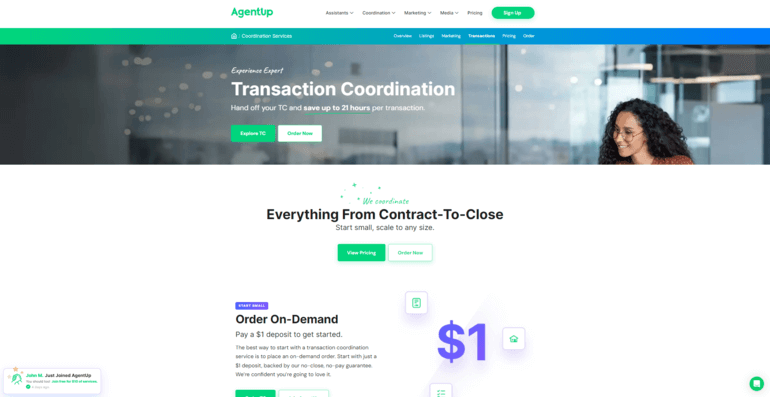AgentUp real estate transaction coordinators