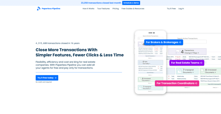 Paperless Pipeline best real estate transaction management software