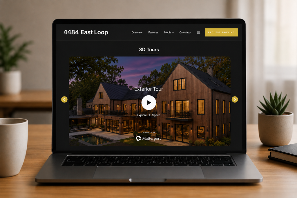 3D tour on a single property listing website