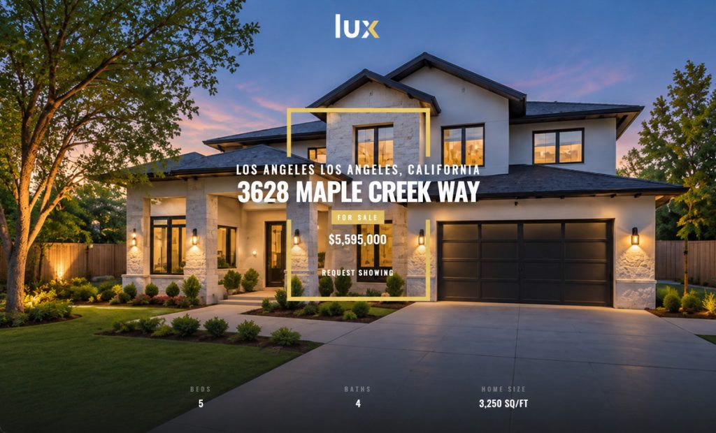 Real estate property website featuring a luxury home for sale