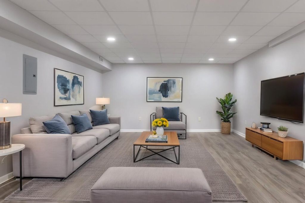 Virtually staged living room showing an alternative property design