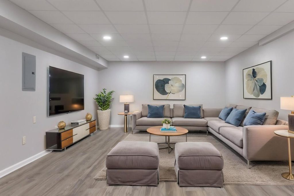 Modern virtually staged living room for a real estate property listing