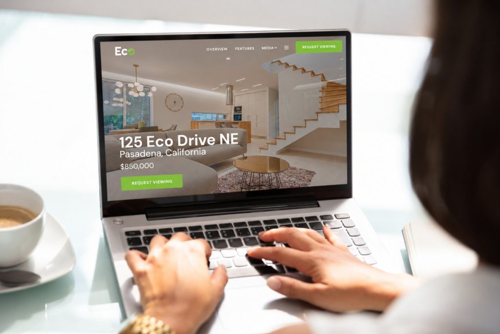 Single property websites for realtors featuring the Eco theme on a laptop