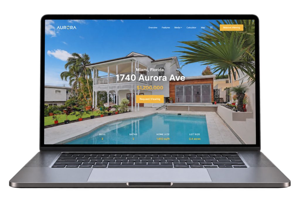 Single property websites for realtors featuring the Aurora theme on a laptop