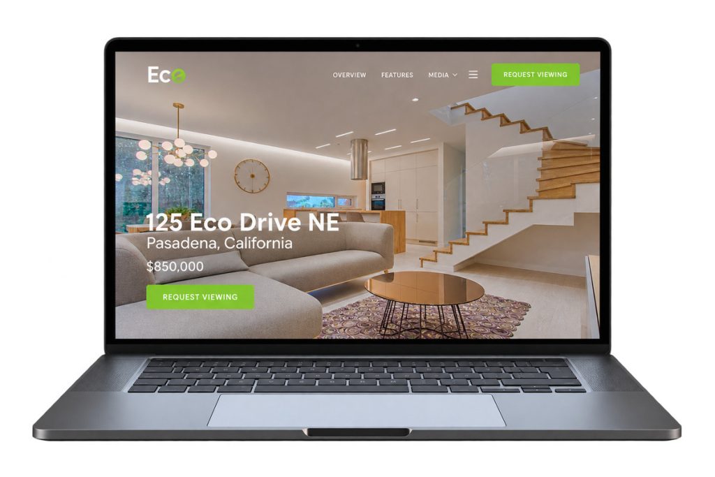 Single property websites for realtors featuring the Eco theme for a modern home