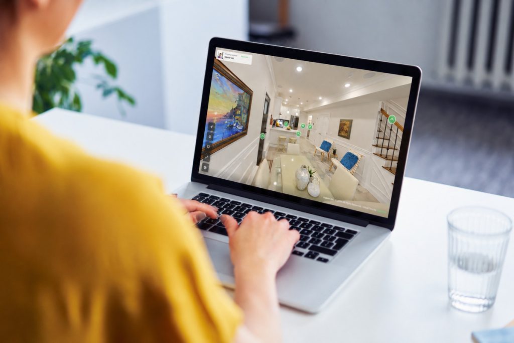 Virtual home tours viewed on a laptop for an interactive property experience