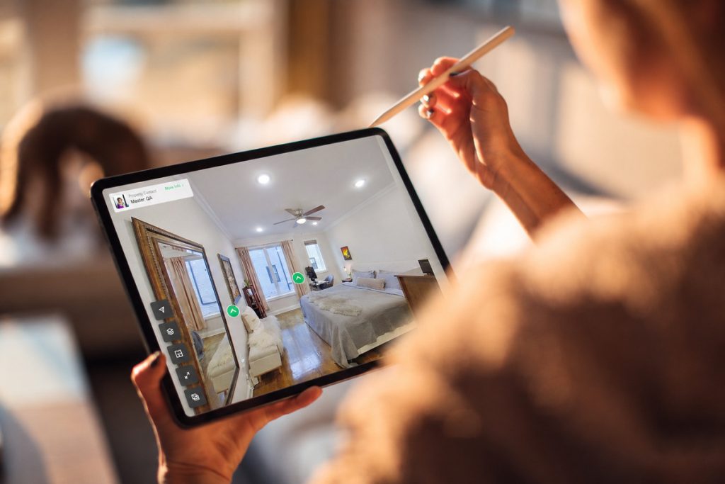 Virtual home tours viewed on a tablet for exploring a property online